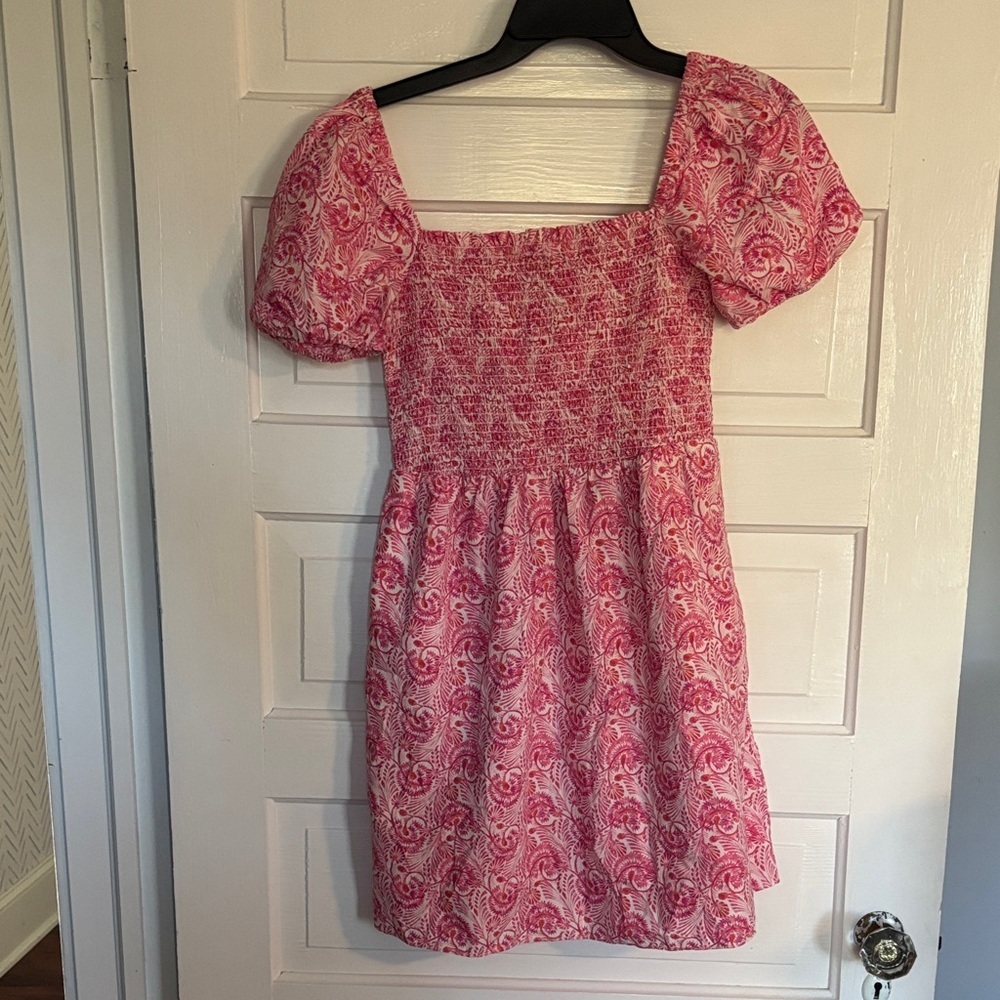 J. Crew Pink Floral Dress with Fitted Bodice
